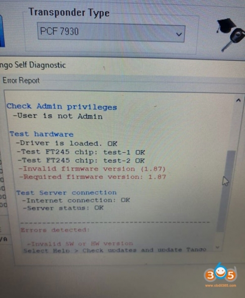 
			Tango Key Programmer Error L0030 User Not Admin Solution		