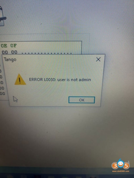 
			Tango Key Programmer Error L0030 User Not Admin Solution		