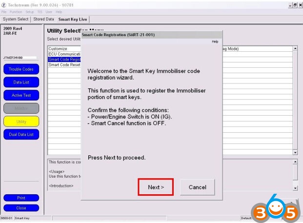 
			Toyota Rav4 2009 Smart Code Registration: Done with Techstream		