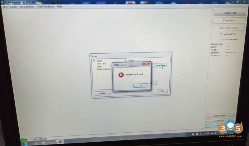 
			V2018.12 BMW E/F Scanner II “Adapter not found”  Error Solution		