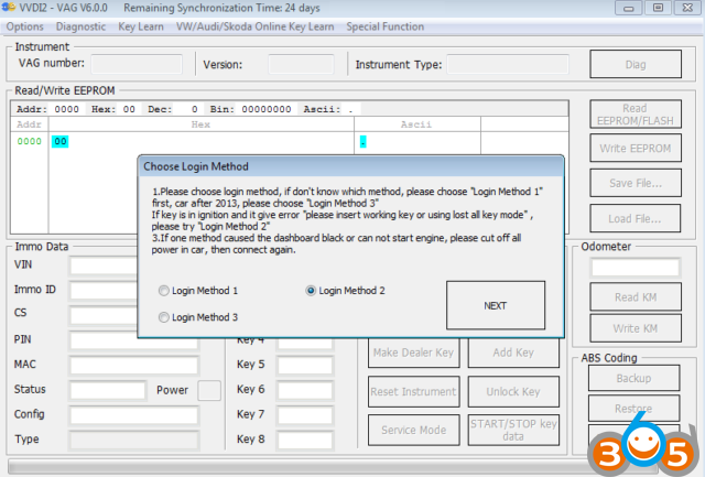 
			VAG SW0709 SW0805 NEC+24C64 VVDI2 Login with RESET PIN.		