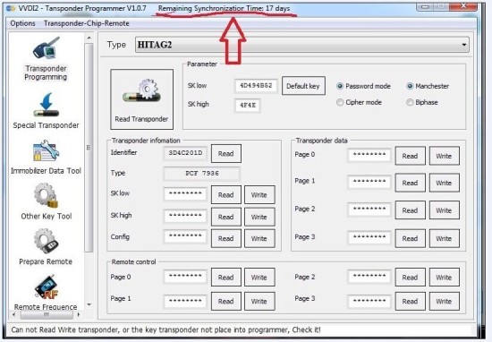 
			Xhorse VVDI 2 “Remaining synchronization time” error		