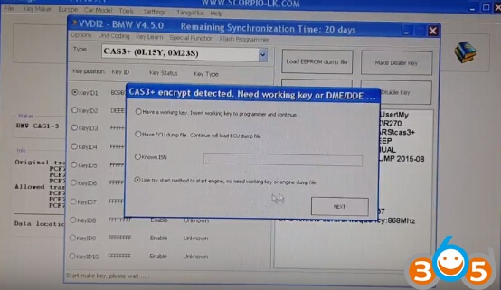 
			Xhorse VVDI2 Get ISN code from BMW CAS3+ by OBD		