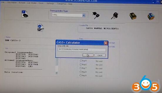 
			Xhorse VVDI2 Get ISN code from BMW CAS3+ by OBD		