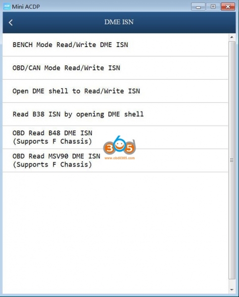 
			Yanhua Mini ACDP BMW ISN Read Write DME List		