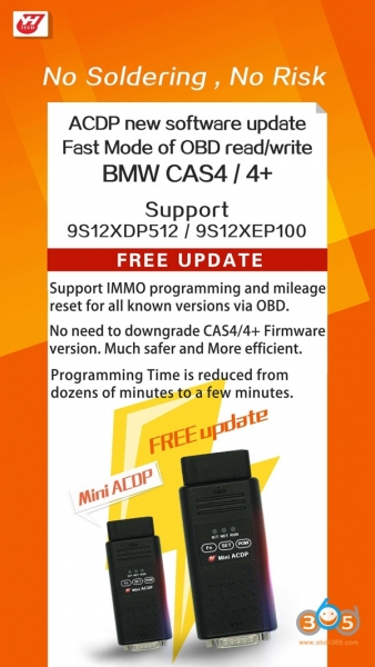 
			Yanhua Mini ACDP updated BMW CAS4 IMMO & Odometer via OBD		