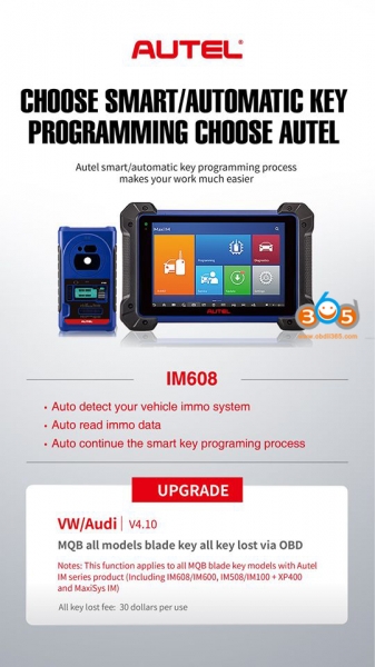 
			Autel MaxiIM IM608 IM508 Adds MQB Blade Key All Keys Lost		