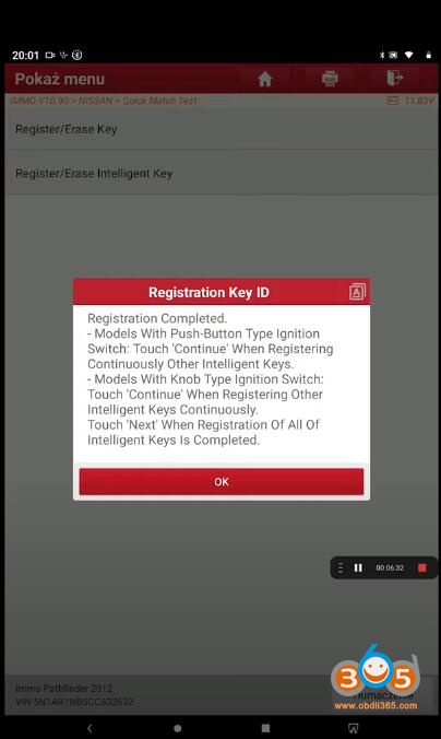 Launch X431 V Register Key 9