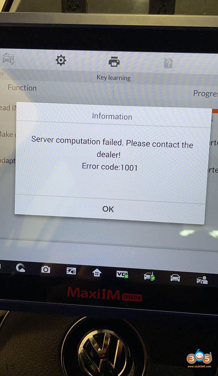 Autel Maxiim Error Code 1001