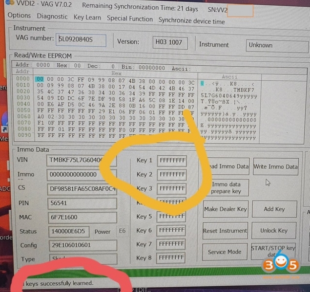 
			Xhorse VVDI2 Cannot Learn IMMO4 Keyless Keys 1-2 on Dash Solution		