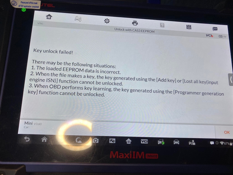 
			Can I Unlock 2011 Mini Cooper Used Key PCF7945 with Autel IM608?		