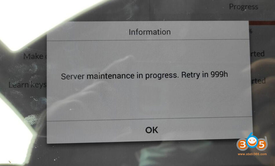Autel IM608 VW Golf Server Maintenance Retry In 999h Solution