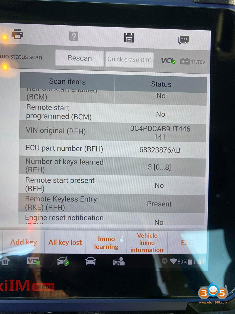 Autel Im608 2018 Dodge Journey Akl 6