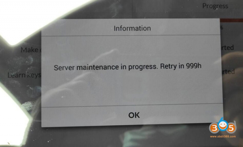 
			Autel IM608 VW Server Maintenance Retry in 999h Solution		