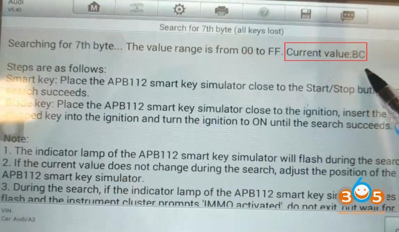 
			Audi A3 2004-2013 All Keys Lost with Autel IM508/IM608 & APB112 OBD		