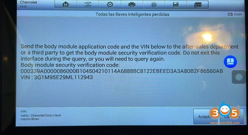 
			Autel IM608 Chevrolet Onix Asks for Security Verification Code?		
