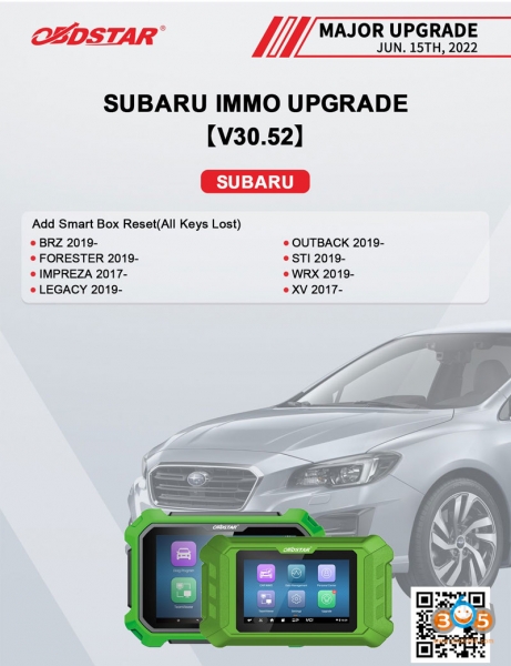 
			OBDSTAR Adds Subaru 2019- AKL Smart Box Reset		