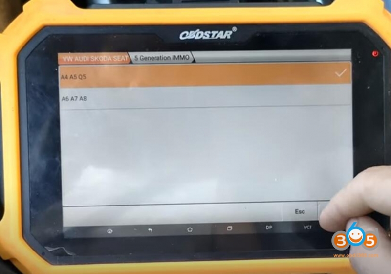 
			OBDSTAR X300 DP Plus Adds Audi Q5 2012 5th Immo Key		