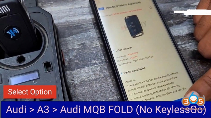 
			Program Audi A3 2016 MQB Key with Xtool X100 PAD2		