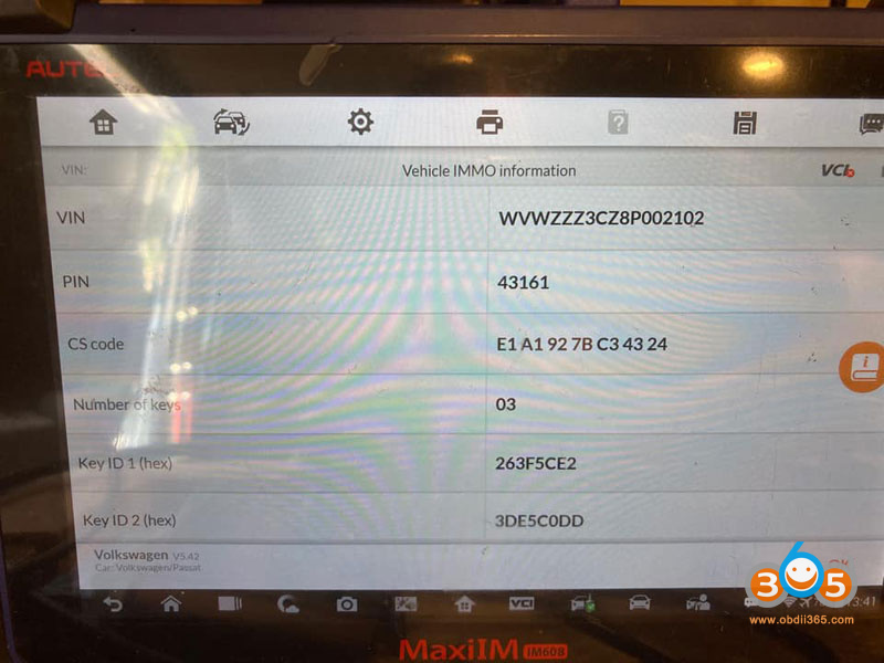 Autel Im608 Read Passat Cc 2010 Pin Code 4