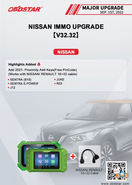 
			OBDSTAR Adds 2021- Nissan Sentra Juke J12 R52 Proximity		