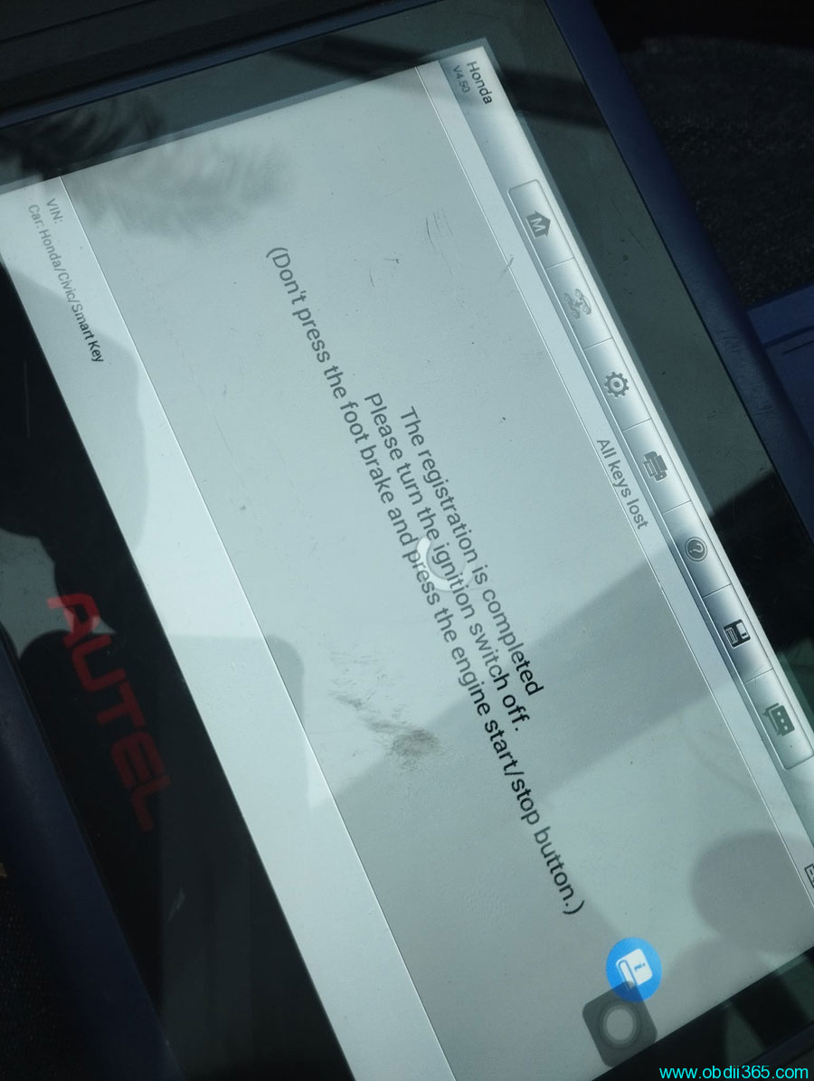 Autel Im608 2022 Honda Civic All Keys Lost 3
