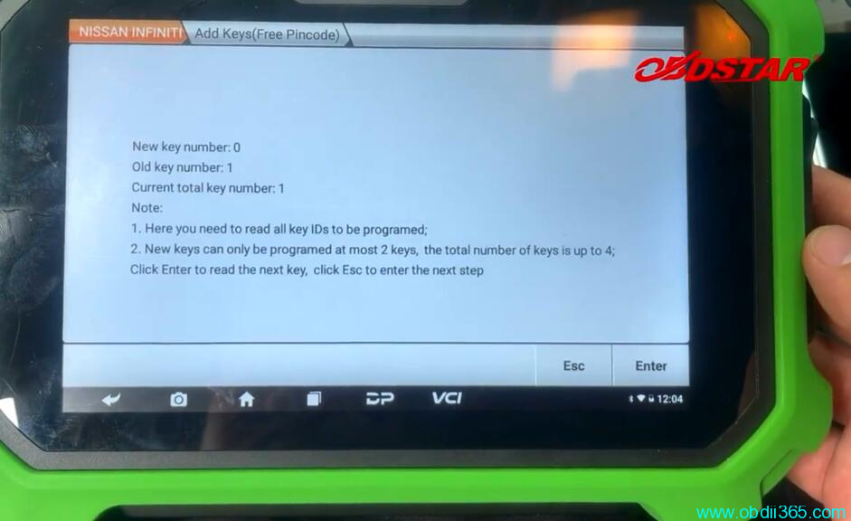 OBDSTAR X300 DP Plus Program 2019 Nissan Sylphy B18 Proximity 18