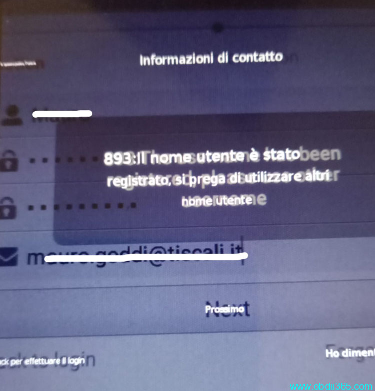 Obdstar 899 Incorrect User Name 2
