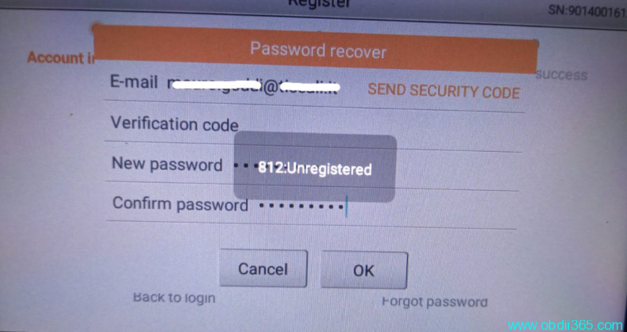 Obdstar 899 Incorrect User Name 3