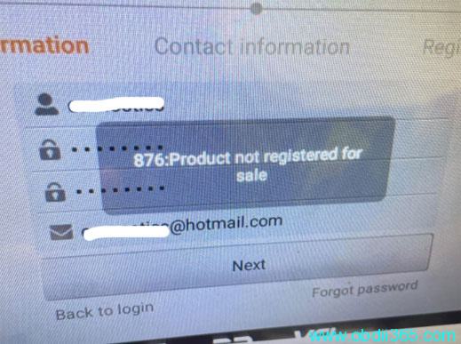 Obdstar Error 876