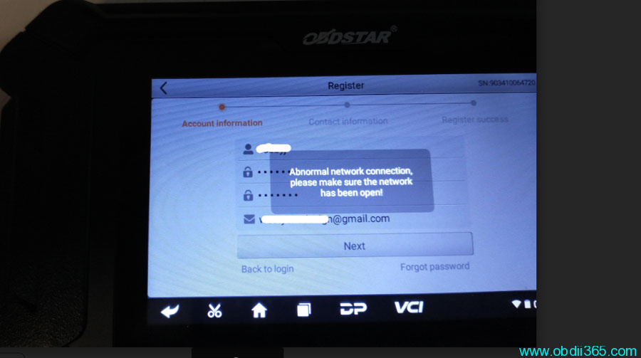 Obdstar Register Problem