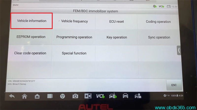 Autel IM608 II Check And Update BMW FEM BDC Version 5