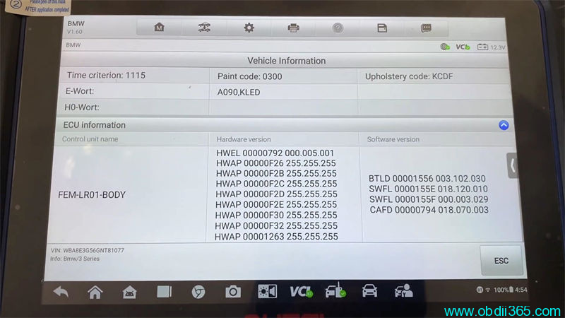 Autel IM608 II Check And Update BMW FEM BDC Version 6