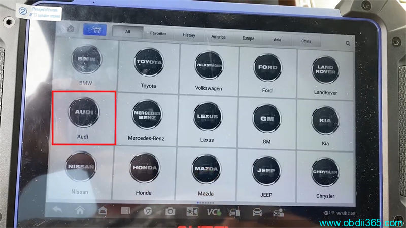 Autel IM608 II Detect Audi BCM2 Encrypted Version 3