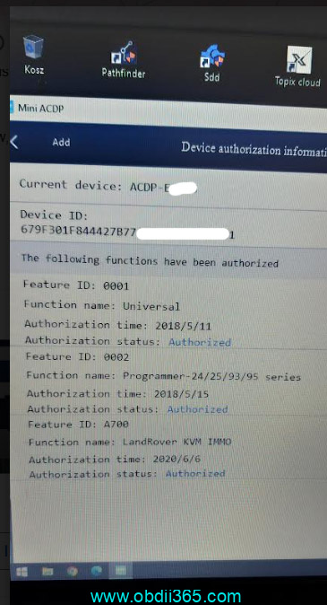 Yanhua Acdp BMW FRM Error A500 License 1