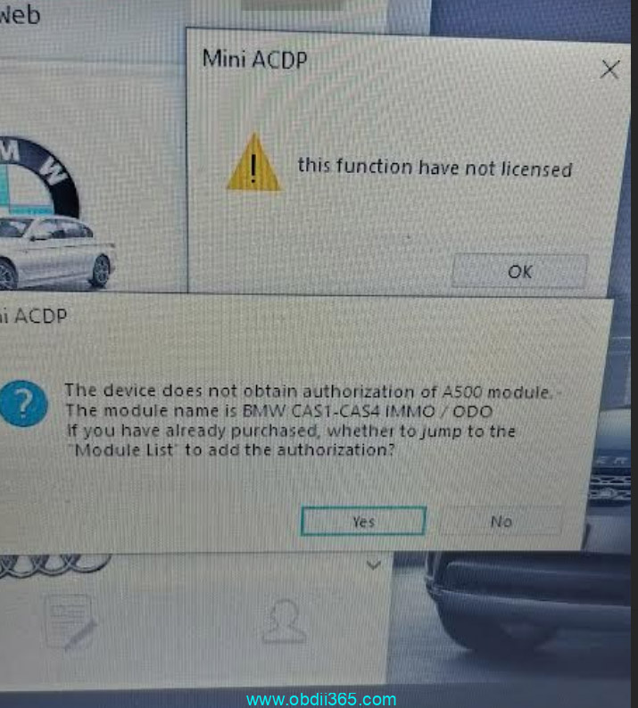 Yanhua Acdp BMW FRM Error A500 License 3