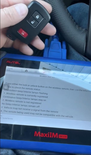 Autel IM508 2022 Toyota Tacoma Remote Not Working Solution