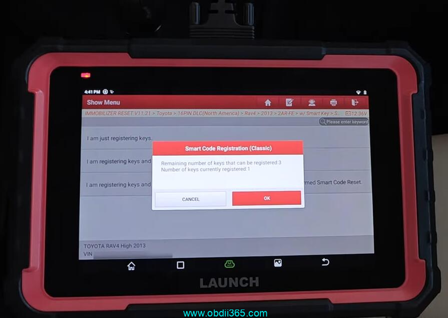 Launch X431 Pro Elite Add Key Toyota Rav4 Key 12