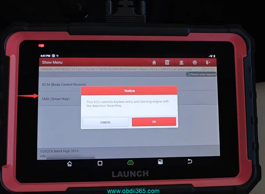 Launch X431 Pro Elite Add Key Toyota Rav4 Key 7