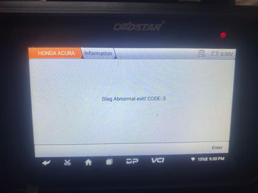 OBDSTAR Key Master 5 ‘Diag Abnormal exit! CODE:-3’ Solution
