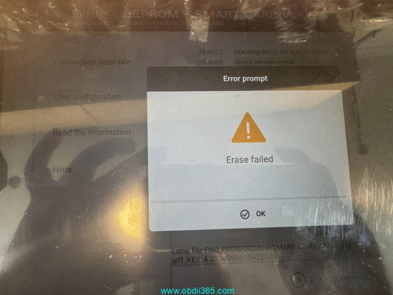 Xhorse Yamaha 2021 Add Key Failed to Write Back EEPROM Erase Error?