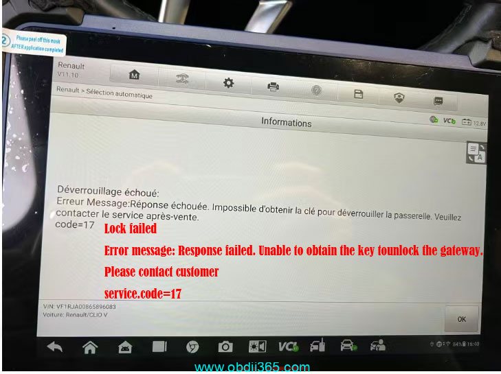 Autel Im608 Ii Renualt Clio V Unlock Gateway Failed