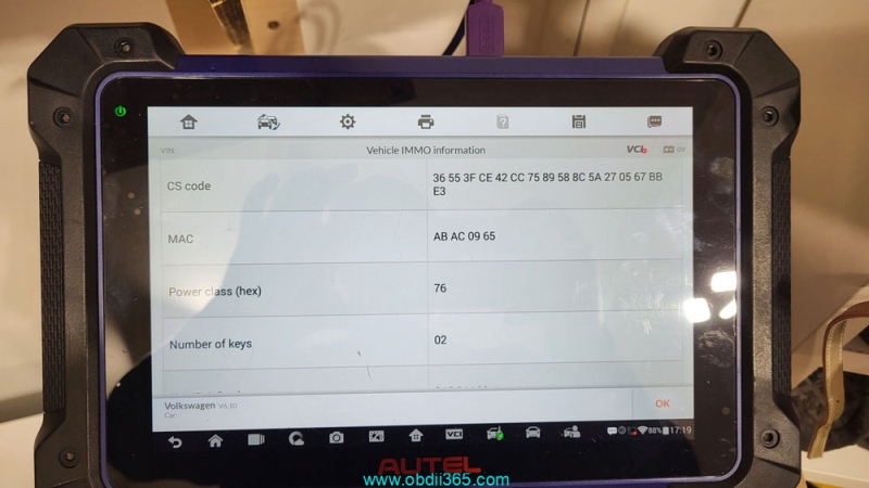 Autel IM608 Adds VW Tiguan 2019 MQB Key with APB131 Adapter