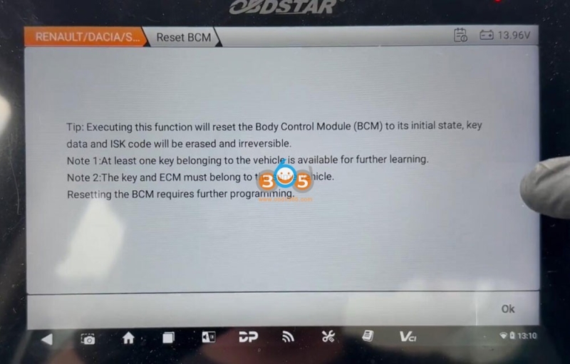 Dacia Sandero 2013-2019 BCM/UCH Replacement with OBDSTAR G3