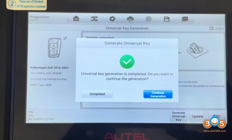 How to Generate VW Golf 7 2017 MQB Key with Autel IM508 and iKey?