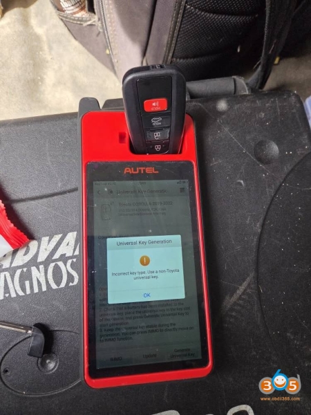 Autel KM100 Corolla 2021 “Incorrect Key Type Use Non-Toyota Key” Solution