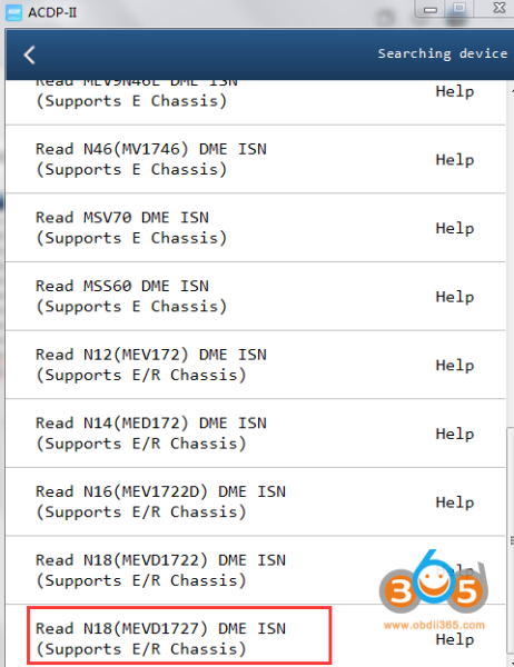 How to Read BMW MEVD17.2.7 DME ISN with Yanhua ACDP2?