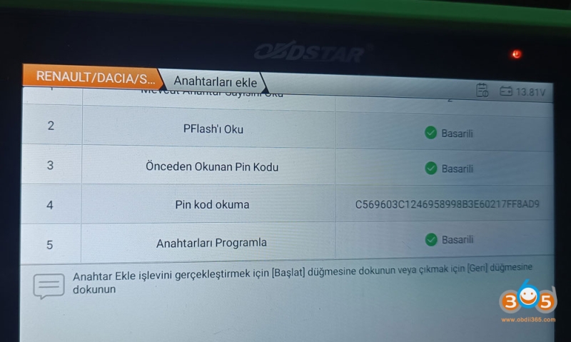 Program 2022 Dacia Duster Key with OBDSTAR G3 via OBD