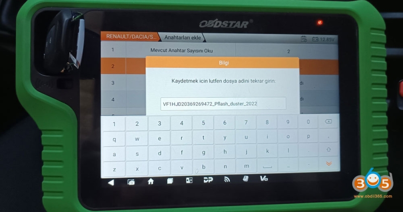 Program 2022 Dacia Duster Key with OBDSTAR G3 via OBD