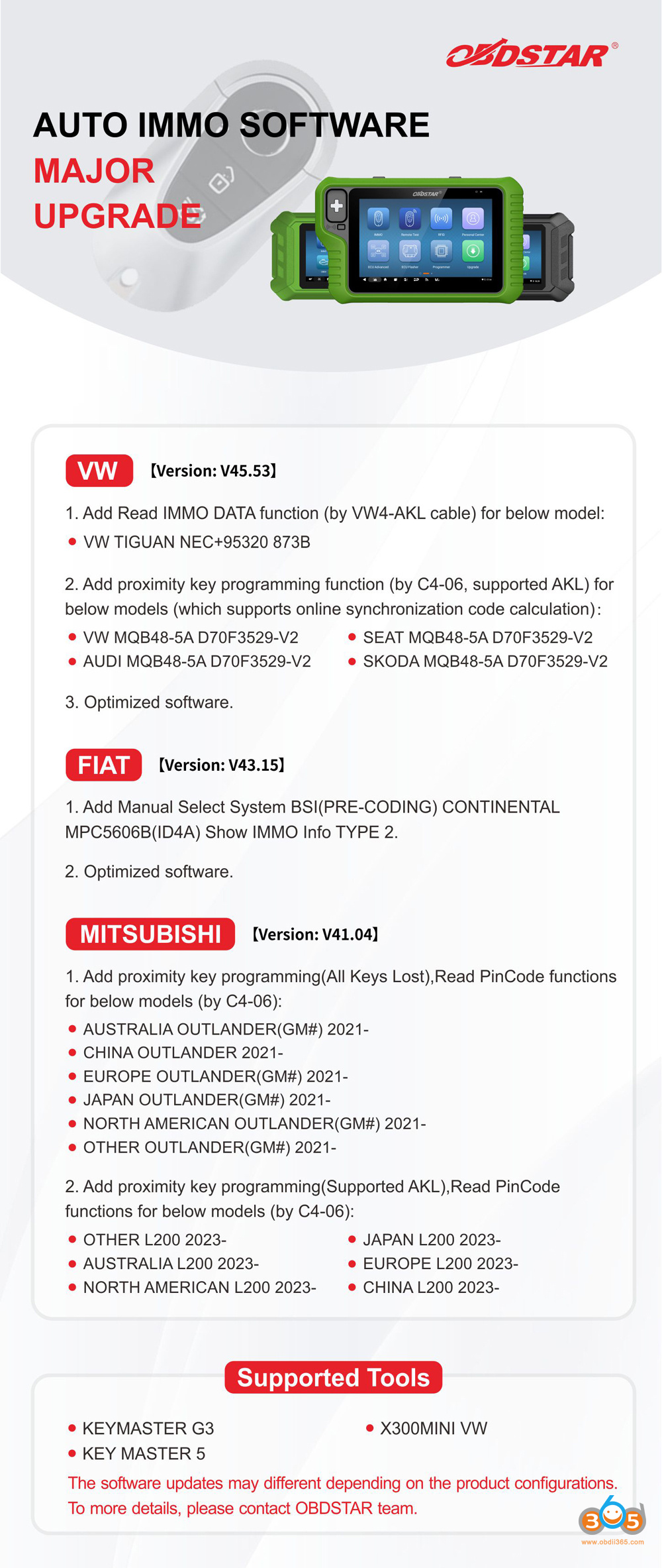 OBDSTAR Update 2021 Mitsubishi